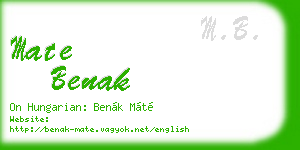 mate benak business card