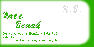 mate benak business card